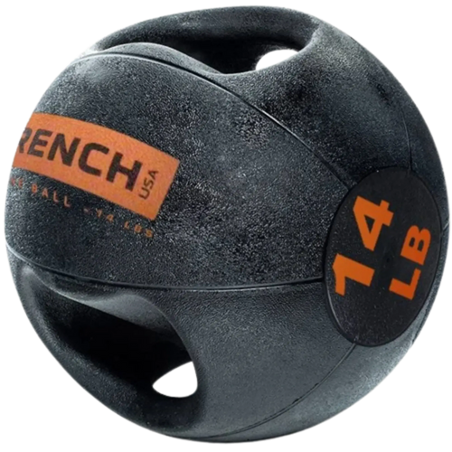 French Fitness Dual Grip Medicine Ball w/Handles 14 lb