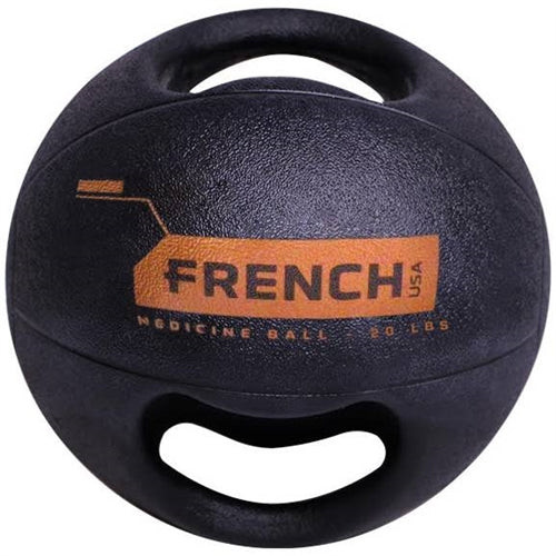 French Fitness Dual Grip Medicine Ball w/Handles 20 lb