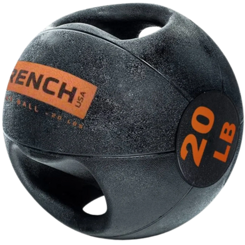 French Fitness Dual Grip Medicine Ball w/Handles 20 lb