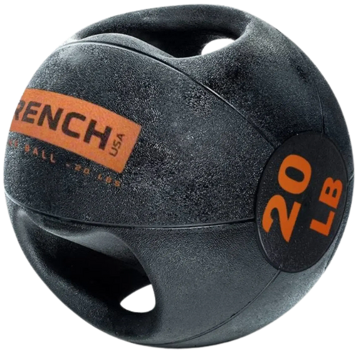 French Fitness Dual Grip Medicine Ball w/Handles 20 lb