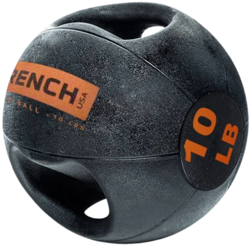 French Fitness Dual Grip Medicine Ball w/Handles 10 lb