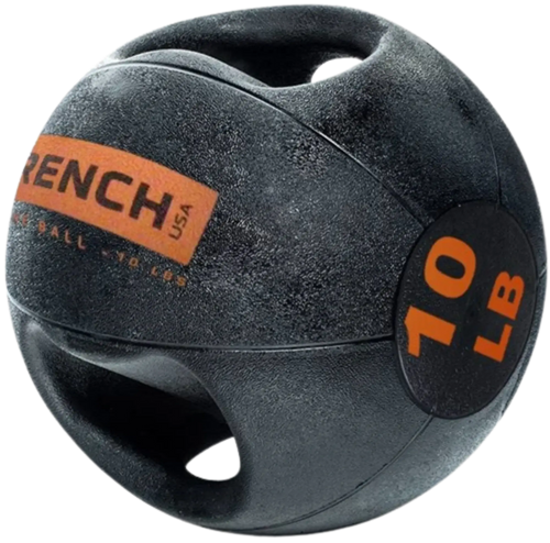 French Fitness Dual Grip Medicine Ball w/Handles 10 lb