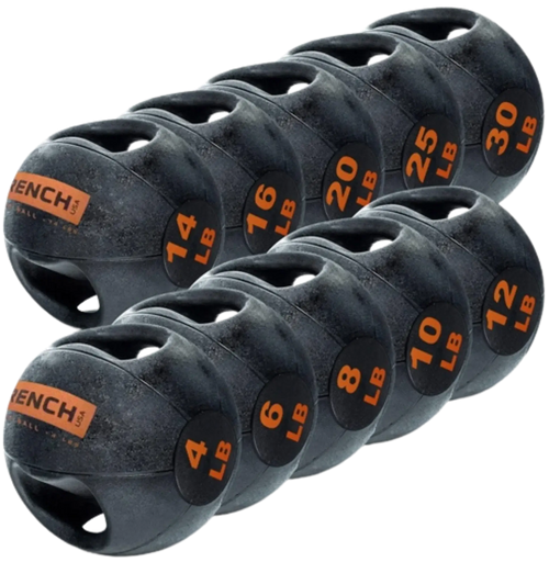 French Fitness Dual Grip Medicine Ball Set of 10 (4 to 30 lbs)