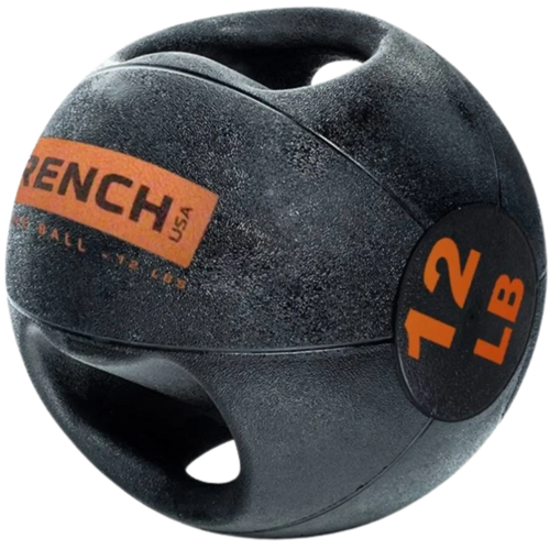 French Fitness Dual Grip Medicine Ball w/Handles 12 lb