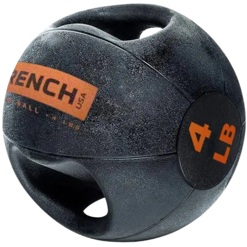 French Fitness Dual Grip Medicine Ball w/Handles 4 lb