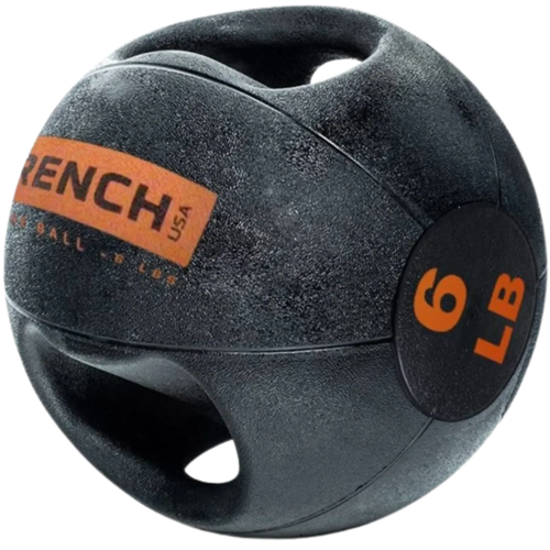 French Fitness Dual Grip Medicine Ball w/Handles 6 lb