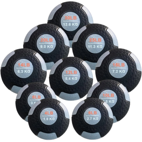 French Fitness Rubber Medicine Ball Set of 10 (4 to 30 lbs)