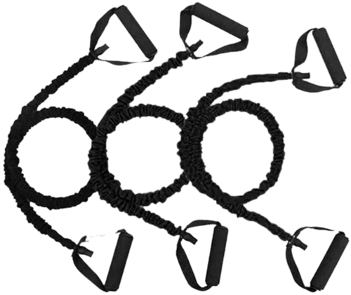 French Fitness Black Toning Resistance Tube Bands - Set of 3