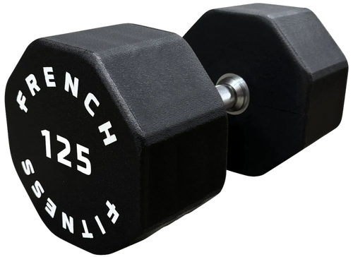 French Fitness Urethane 8 Sided Hex Dumbbell 125 lbs - Single