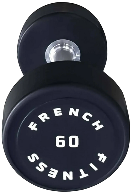 French Fitness Urethane Round Pro Style Dumbbell 60 lbs - Single
