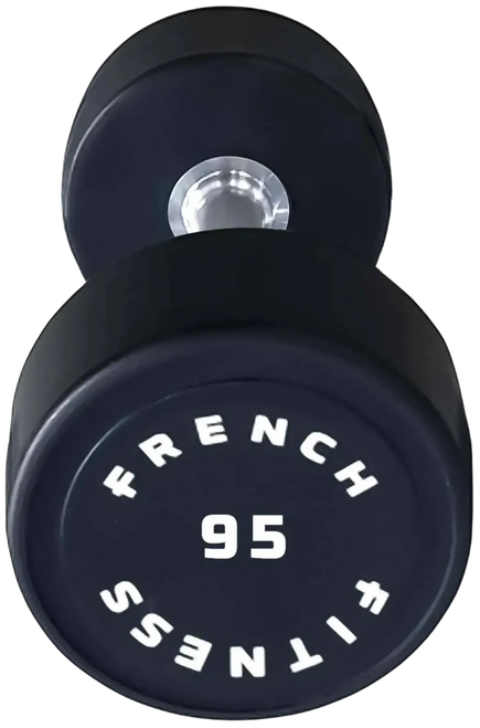 French Fitness Urethane Round Pro Style Dumbbell 95 lbs - Single