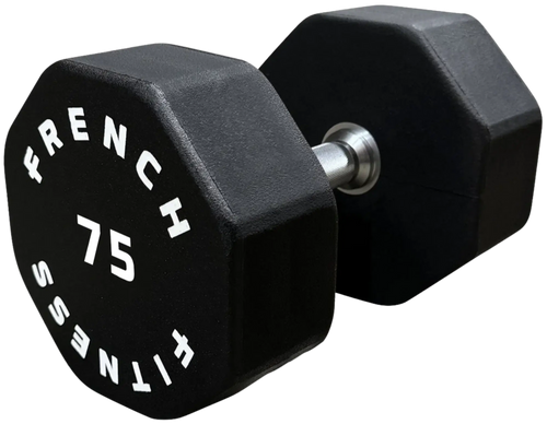French Fitness Urethane 8 Sided Hex Dumbbell 75 lbs - Single
