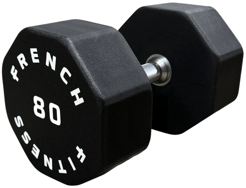 French Fitness Urethane 8 Sided Hex Dumbbell 80 lbs - Single
