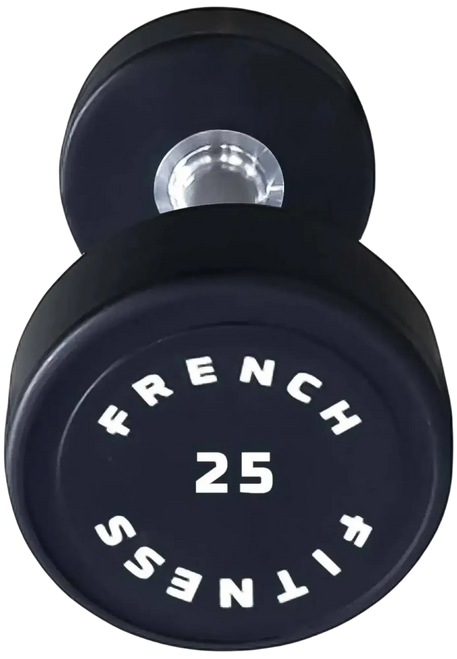 French Fitness Urethane Round Pro Style Dumbbell 25 lbs - Single