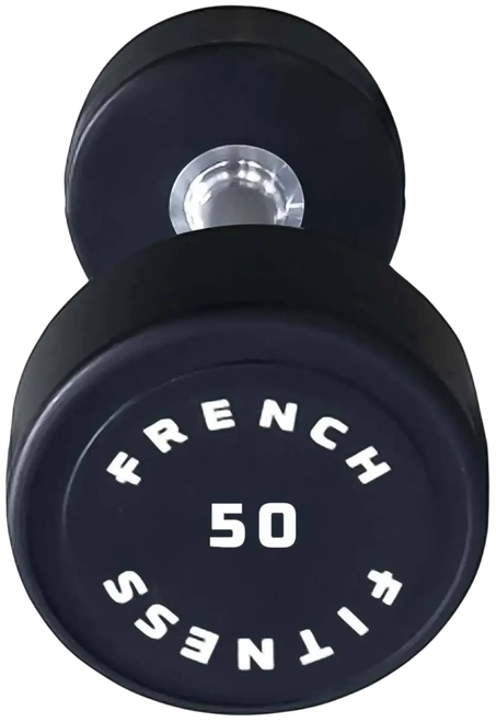 French Fitness Urethane Round Pro Style Dumbbell 50 lbs - Single