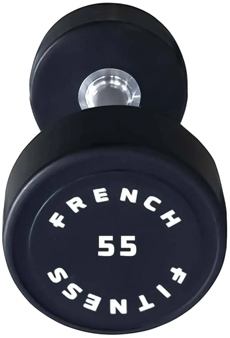 French Fitness Urethane Round Pro Style Dumbbell 55 lbs - Single