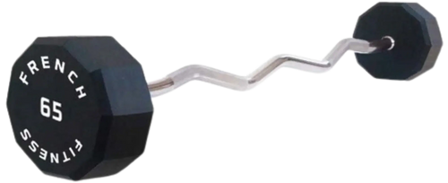 French Fitness EZ Curl Urethane Barbell 65 lbs - Single