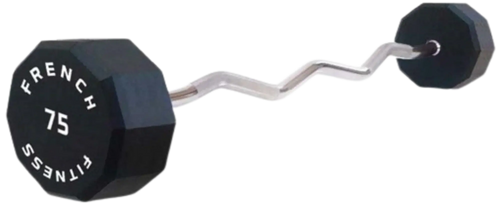 French Fitness EZ Curl Urethane Barbell 75 lbs - Single