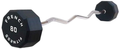 French Fitness EZ Curl Urethane Barbell 80 lbs - Single
