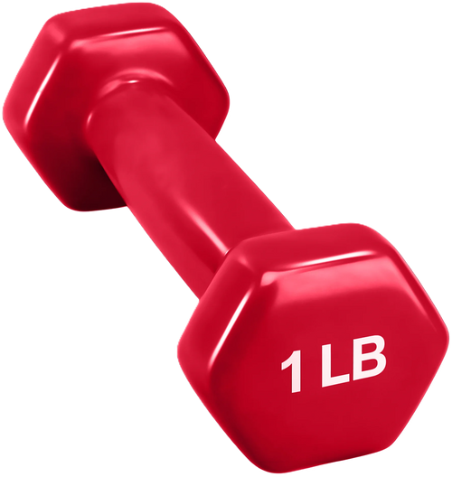 French Fitness Colorful Hex Vinyl Dumbbell 1 lb - Single