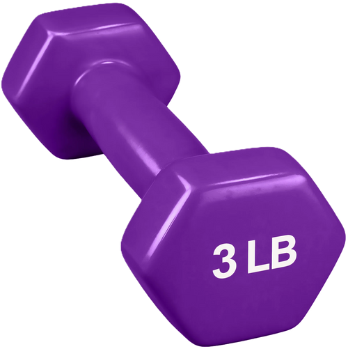 French Fitness Colorful Hex Vinyl Dumbbell 3 lbs - Single