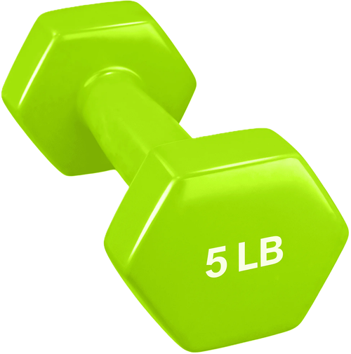 French Fitness Colorful Hex Vinyl Dumbbell 5 lbs - Single