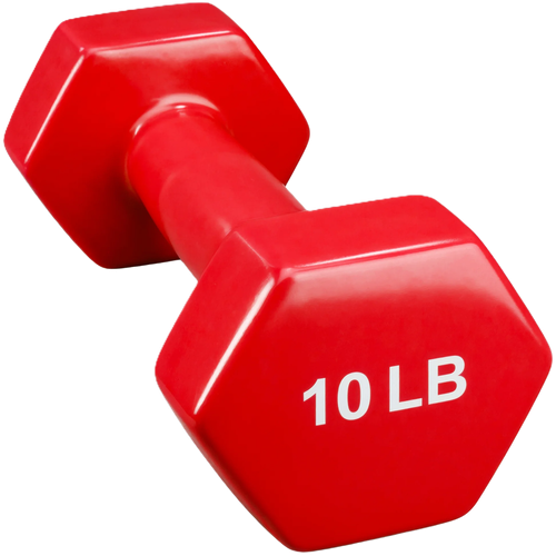 French Fitness Colorful Hex Vinyl Dumbbell 10 lbs - Single