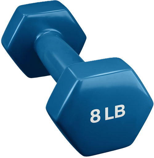French Fitness Colorful Hex Vinyl Dumbbell 8 lbs - Single