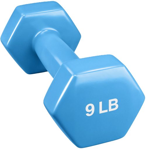 French Fitness Colorful Hex Vinyl Dumbbell 9 lbs - Single