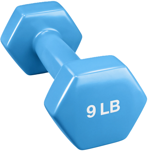 French Fitness Colorful Hex Vinyl Dumbbell 9 lbs - Single