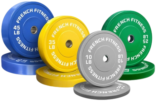 French Fitness Olympic Colored Bumper Plate Set 230 lbs French Fitness Olympic Colored Bumper Plate Set 230 lbs