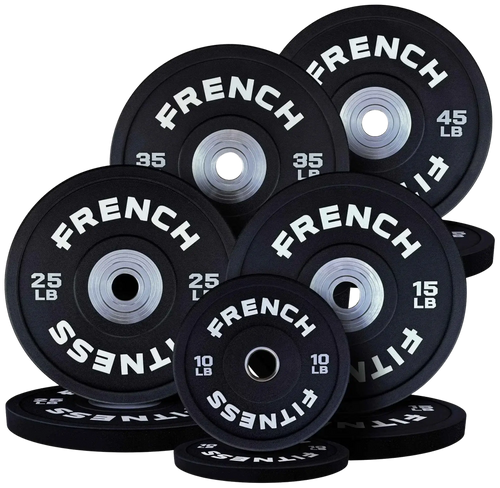 French Fitness Competition Urethane Bumper Plate Set 260 lb Black