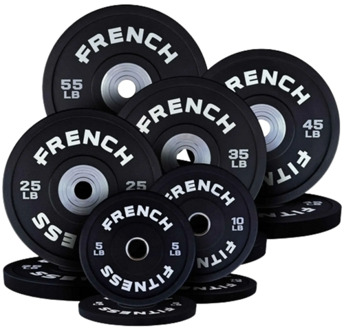 French Fitness Competition Urethane Bumper Plate Set 350 lb Black