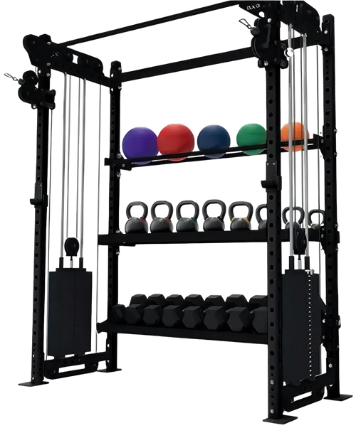 French Fitness Rig & Rack Functional Trainer w/3 Tier Storage 49"