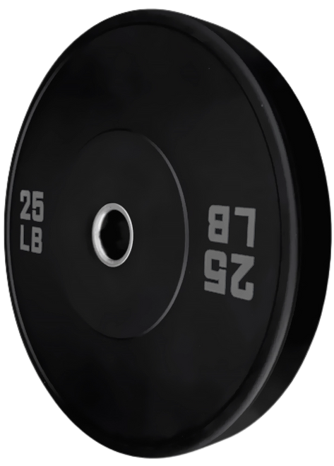 French Fitness Olympic Black Bumper Plate 25 lbs - Blank