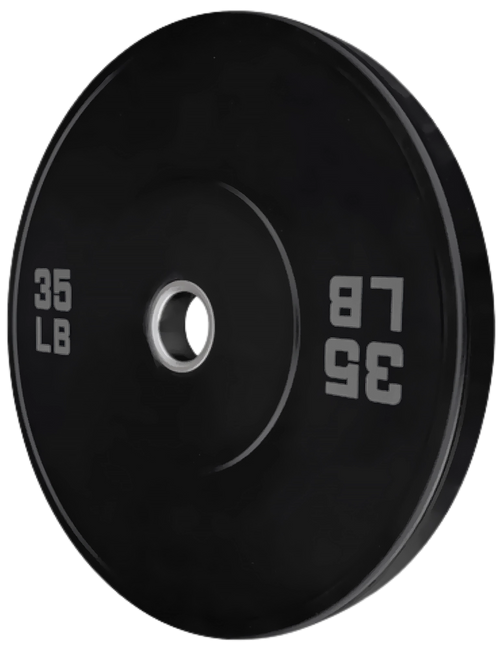 French Fitness Olympic Black Bumper Plate 35 lbs - Blank
