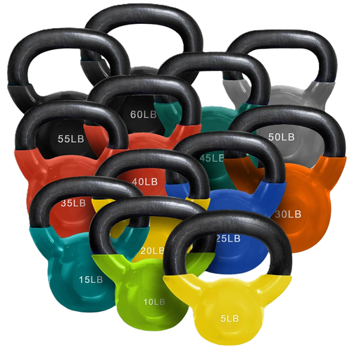 French Fitness Vinyl Kettlebell Set 5-60 lbs
