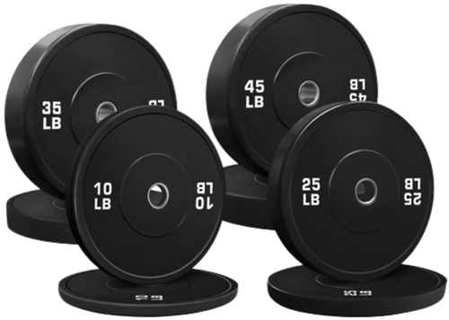 French Fitness Olympic Black Bumper Plate Set 230 lbs - Blank French Fitness Olympic Black Bumper Plate Set 230 lbs - Blank