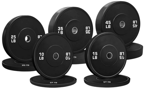 French Fitness Olympic Black Bumper Plate Set 260 lbs - Blank