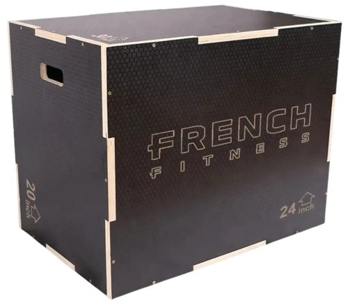 French Fitness 20-24-30 3-In-1 Wooden Plyo Box - Black