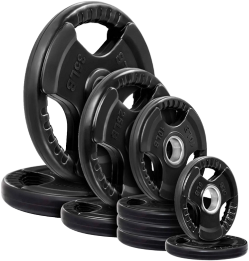 French Fitness Rubber Grip Olympic Weight Plate Set 170 lbs