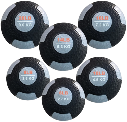 French Fitness Rubber Medicine Ball Set of 6 (6 to 20 lbs)