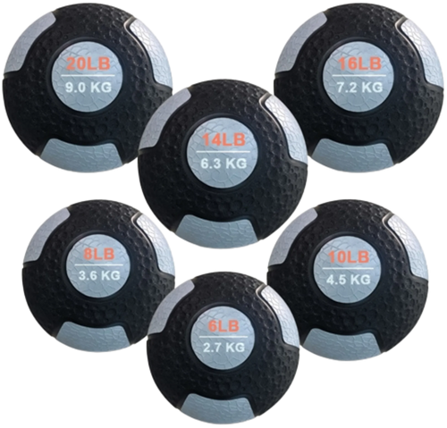 French Fitness Rubber Medicine Ball Set of 6 (6 to 20 lbs)