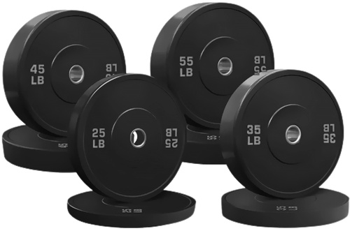 French Fitness Olympic Black Bumper Plate Set 320 lbs - Blank