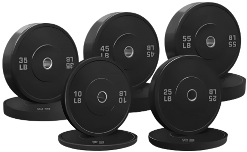 French Fitness Olympic Black Bumper Plate Set 340 lbs - Blank