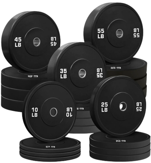 French Fitness Olympic Black Bumper Plate Set 680 lbs - Blank