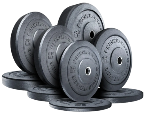 French Fitness Olympic Bumper Plate Set 260 lbs - Crumb Rubber French Fitness Olympic Bumper Plate Set 260 lbs - Crumb Rubber