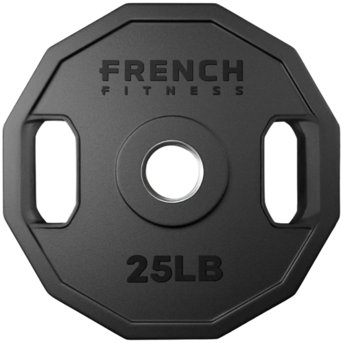 French Fitness Urethane Olympic Weight Plate V2 25 lbs Black