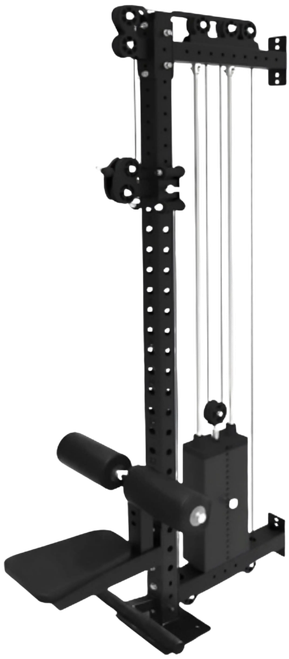 French Fitness Rack & Rig Rack Mounted Cable Column w/Lat Seat and Row Attachment