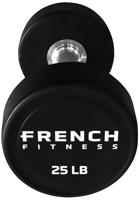 French Fitness Urethane Round Pro Style Dumbbell V2 25 lbs - Single